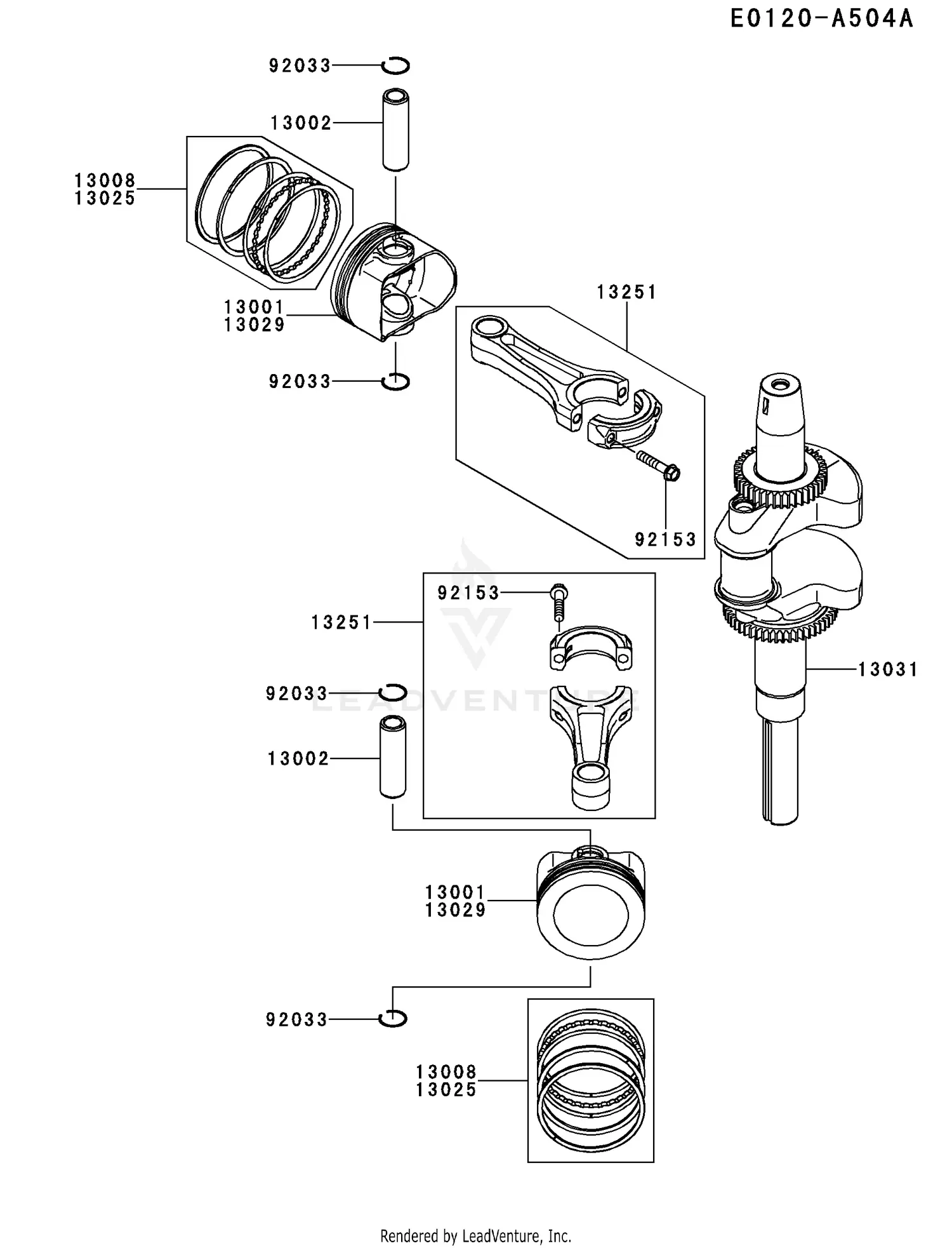 Kawasaki FXT00V-BS25 4 Stroke Engine FXT00V Parts Diagrams
