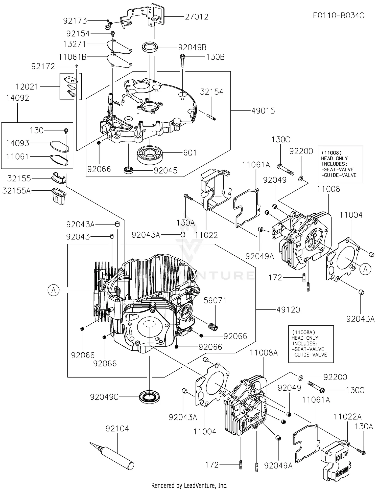 こまページ Kawasaki FXT00V-BS44 4 Stroke Engine FXT00V Parts Diagrams