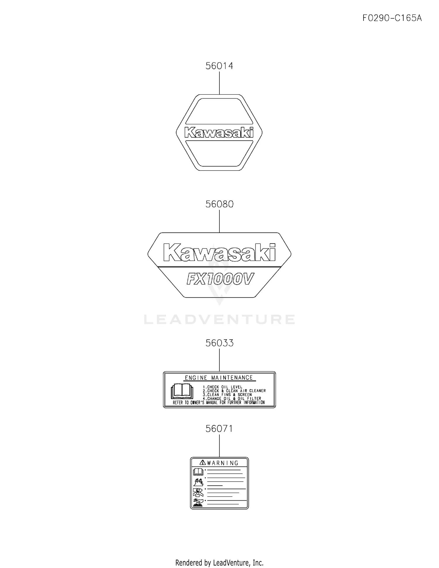 Kawasaki FXT00V-DS21 4 Stroke Engine FXT00V Parts Diagrams