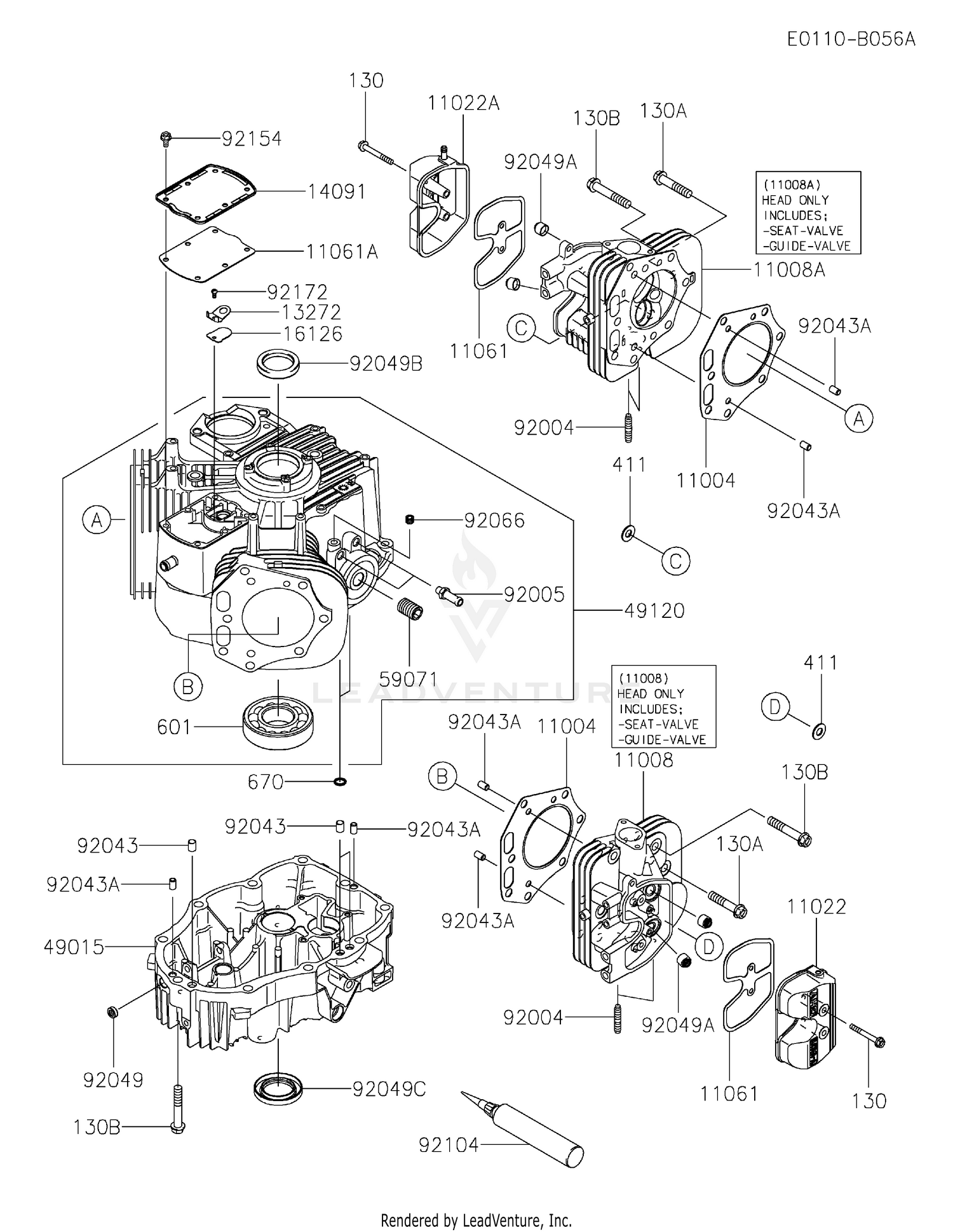 Kawasaki FX801V-BS31 4 Stroke Engine FX801V Parts Diagrams