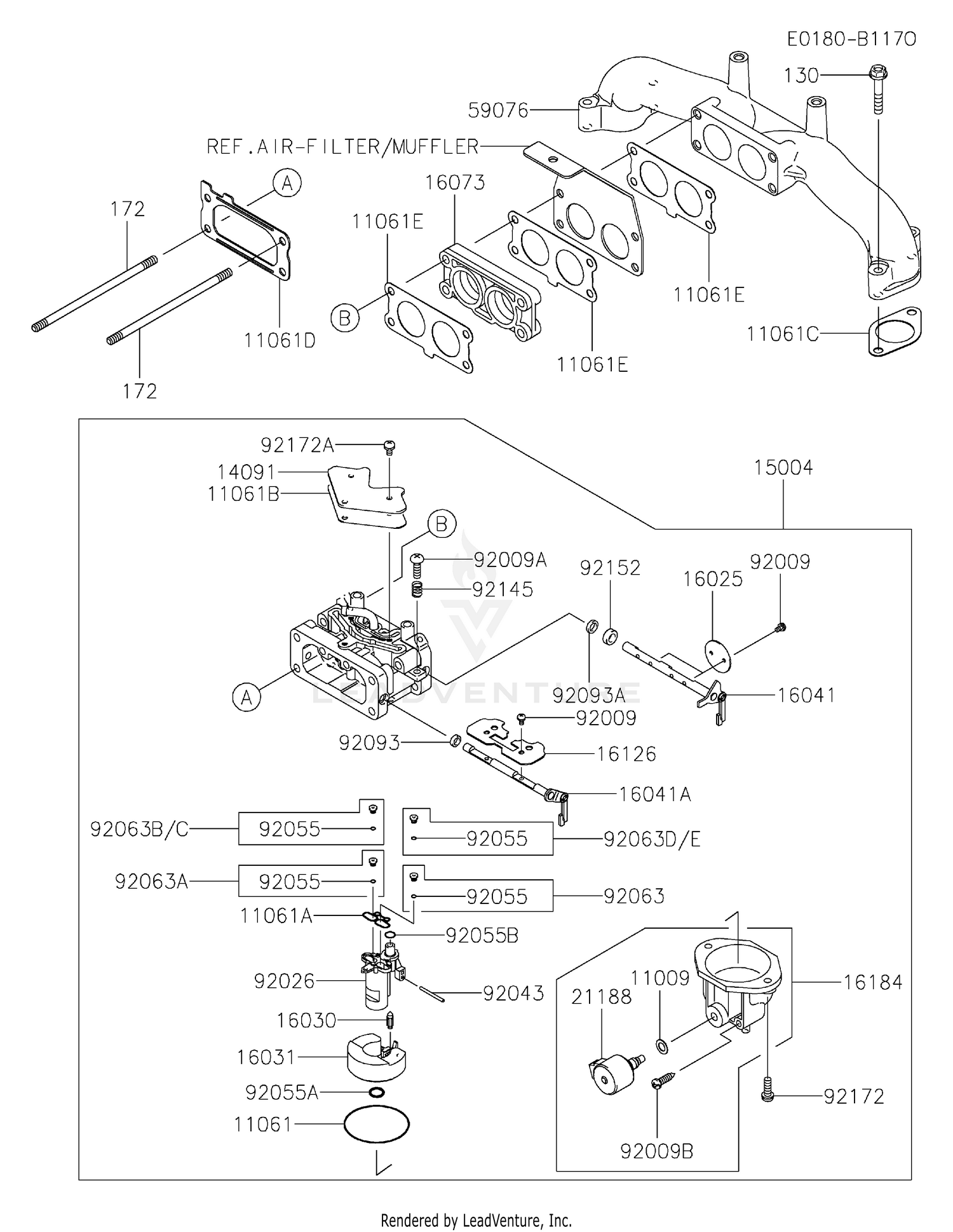 ひページ Kawasaki FX850V-DS15 4 Stroke Engine FX850V Parts Diagrams