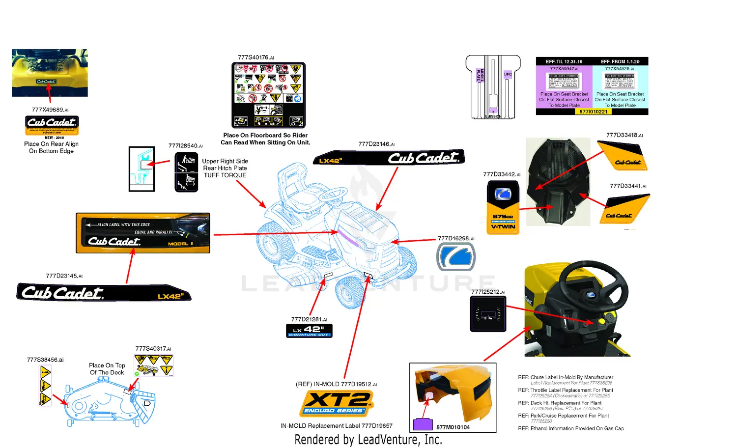 Cub Cadet XT2-LX42 (13AJA1CS010) (2020) Parts Diagrams