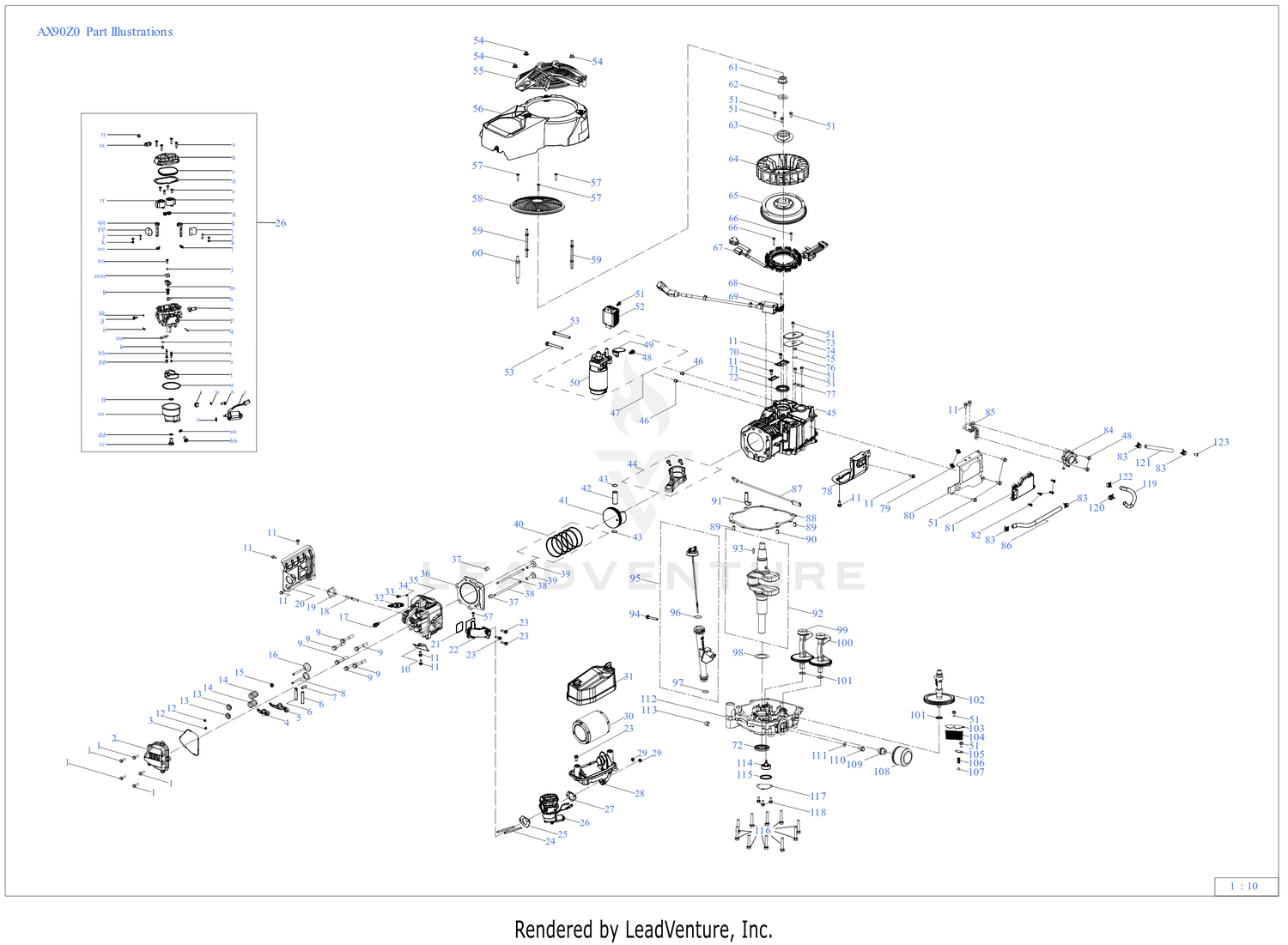 Cub Cadet AX90Z0 547cc Engine Parts Diagrams