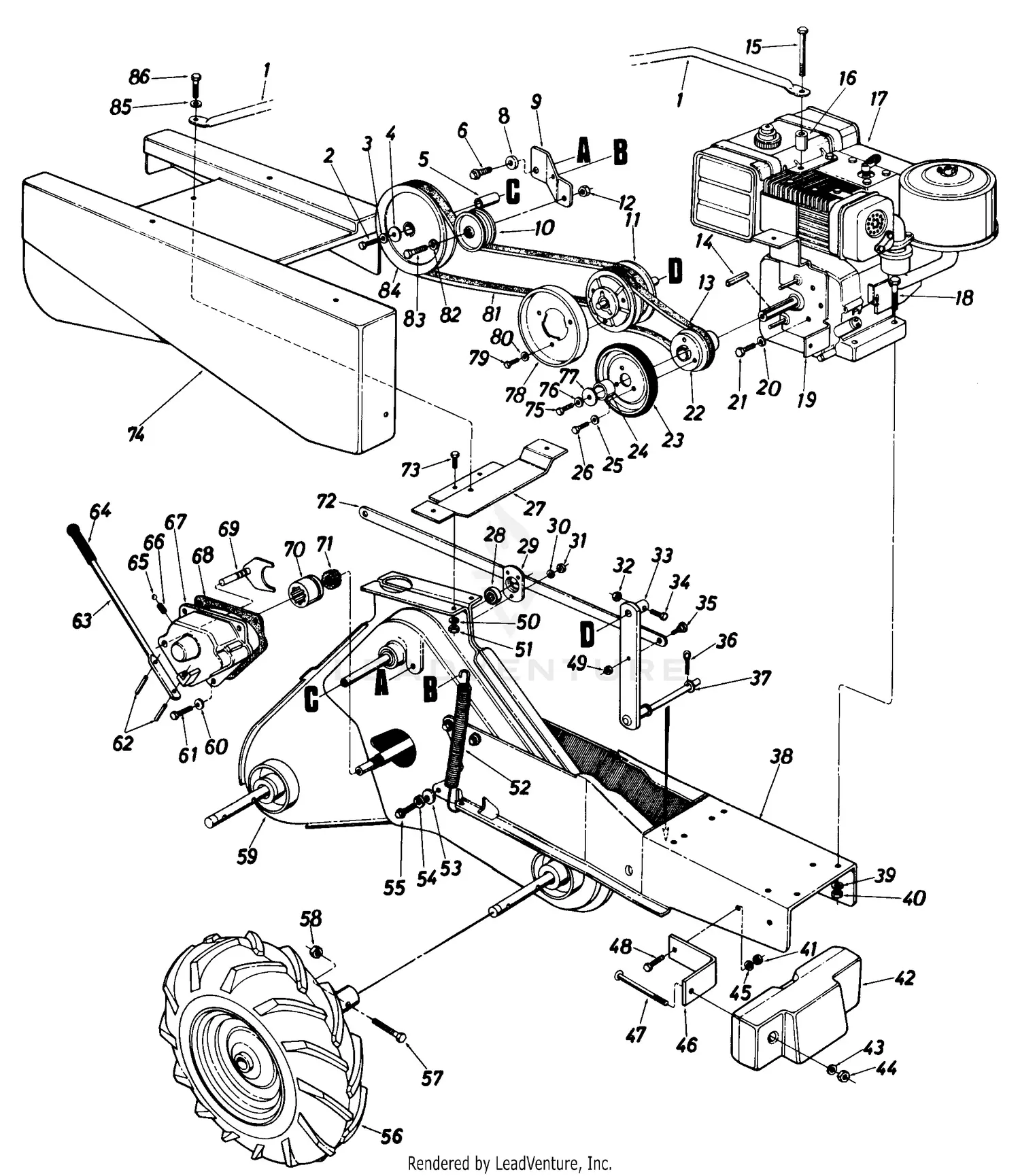 Cub Cadet 418212 Rear Tine Tiller (1982 HM) Parts Diagrams