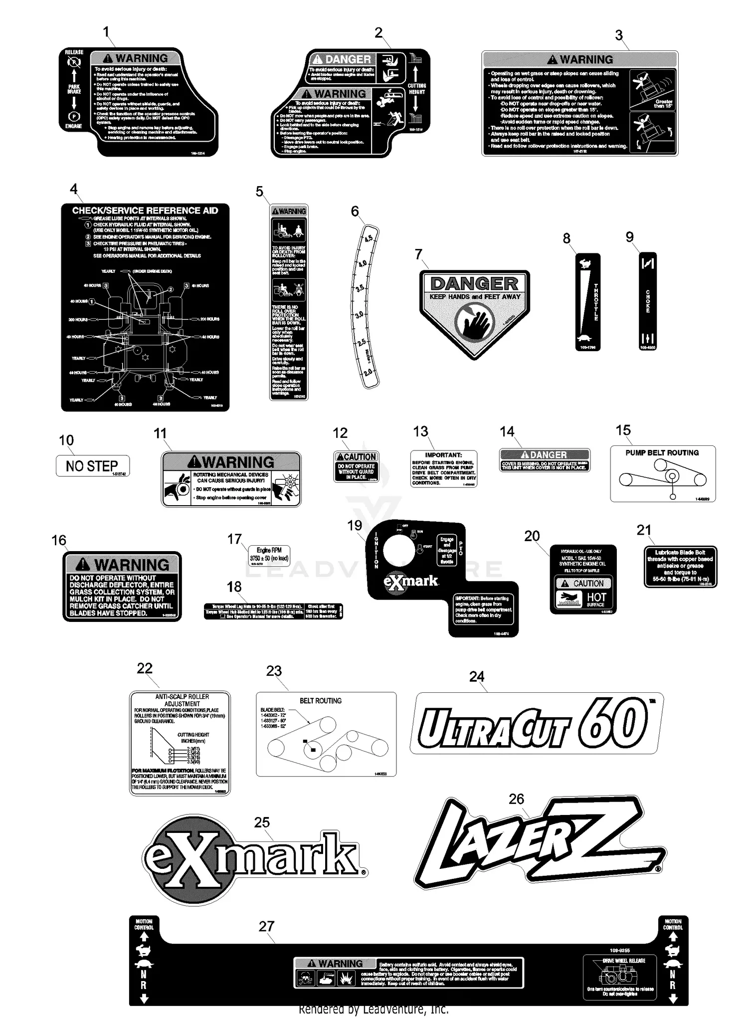 eXmark Lazer Z Air Cooled 604 S/N 720,000 & Up LZ27KC604 S/N