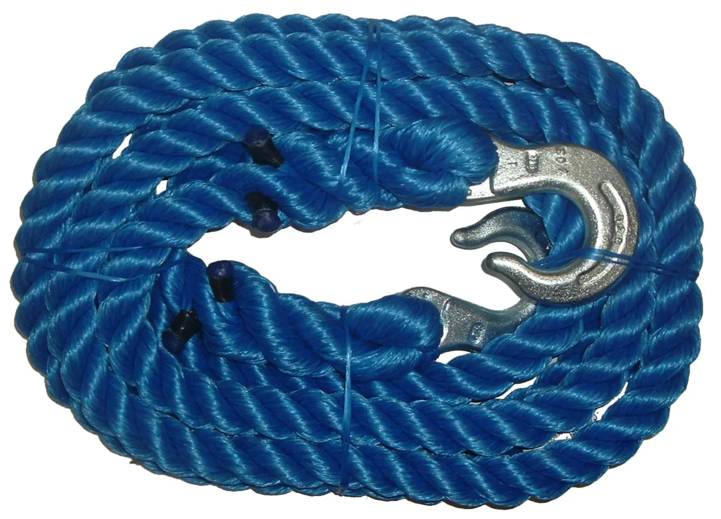 Custom Rope #T025-2 1.375 Diameter Tow Rope, 25000 Lb Tensile Strength, 20  Ft Long, 2 Hooks