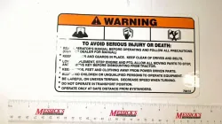 WARNING DECAL Part #78413