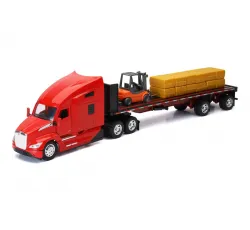1:32 Scale Kenworth T680 Flatbed W/ Forklift and Hay Bales Part #12753