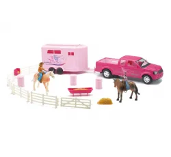 1:32 Pink Pickup w/ Horse Trailer Playset Part #SS-37335A