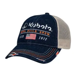 Kubota Navy Denim w/ Tan Mesh Cap Part #KT19A-H392