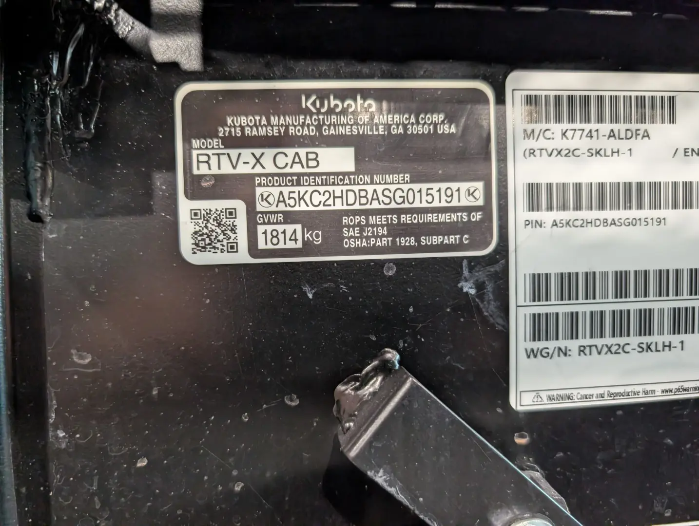 Kubota RTVX2C-SKLH-1