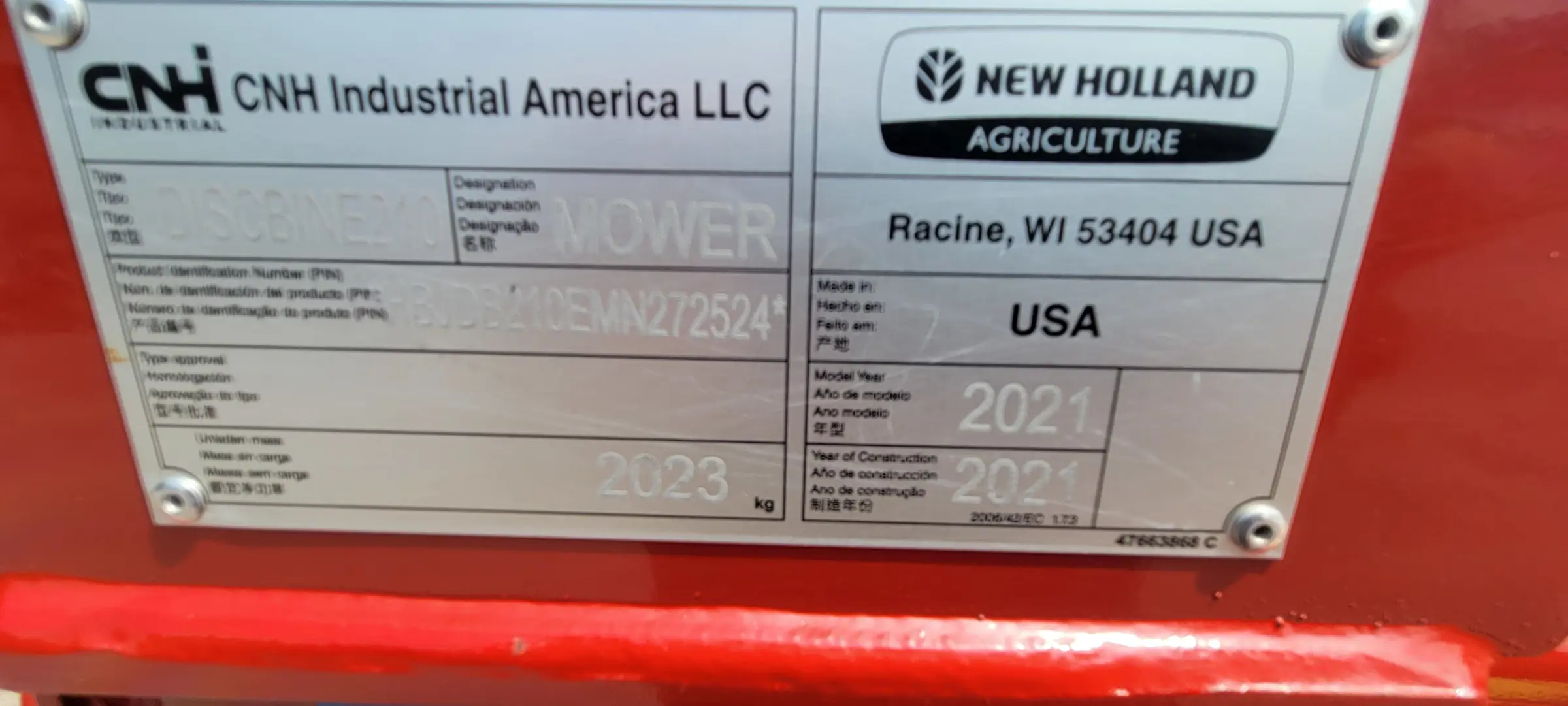 New Holland DISCBINE 210FSW