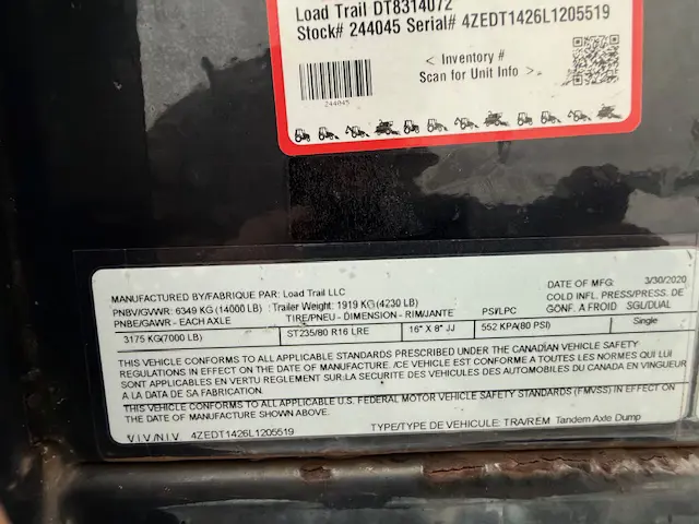 Load Trail DT8314072