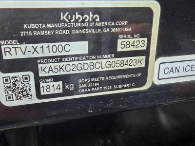 Part Number: Kubota RTV-X1100C